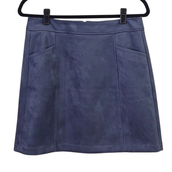 Loft Women’s Skirt Minimalist Capsule Clean Faux Suede A-Line Neutral Gray Sz 4 - Picture 2 of 9